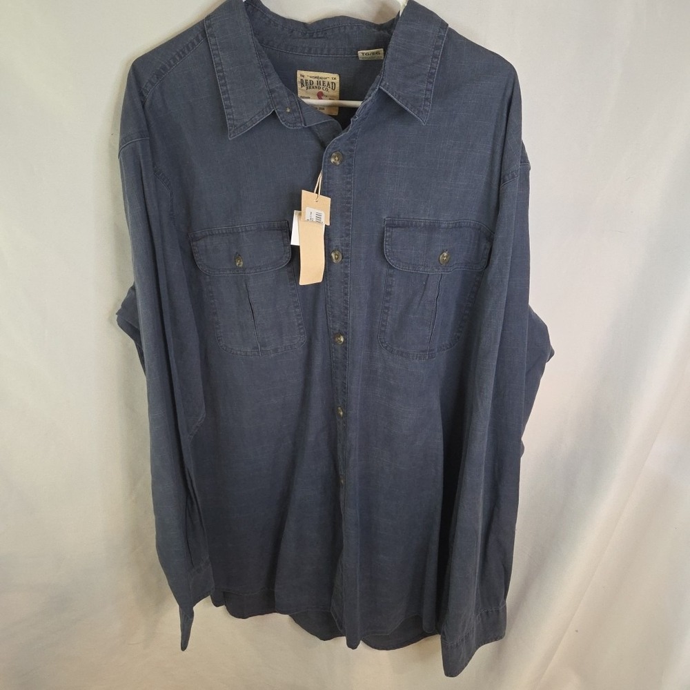 NWT Red Head Canvas Long Sleeve Blue Work Shirt Sz XL